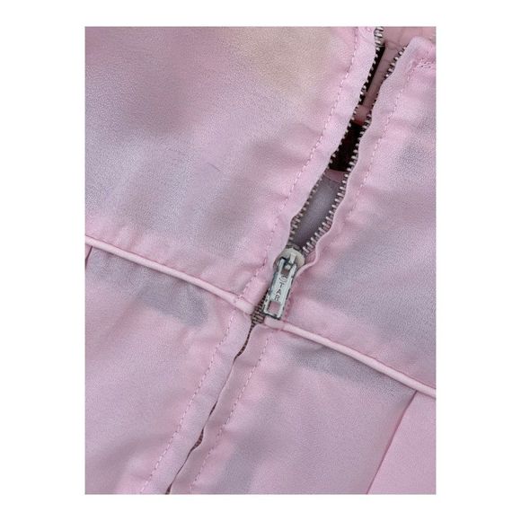 1950s Goosey Gander Pink Party Dress White Floral Embroidery Peter Pan Collar - Picture 8 of 16